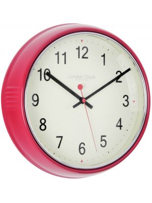 Retro Red Metal Cased Wall Clock with Cream Arabic Dial | 20491