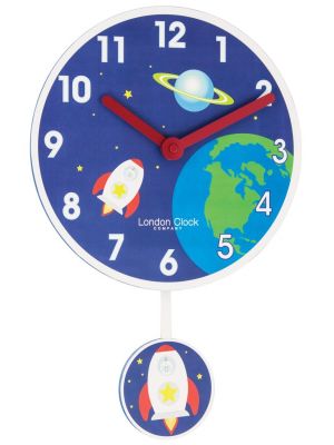 Rocket pendulum wall clock with bold Arabic dial. | 02120