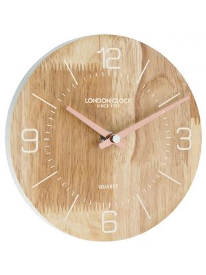 Round wooden wall clock with copper hands  | 01082
