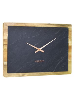 Rectangular slate and wooden wall clock | 24396