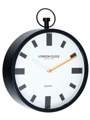 Metal fob wall clock with orange minute hand | 24408