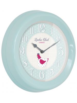 Soft blue metal cased wall clock | 24300