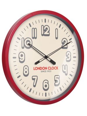 Retro red gloss finish metal wall clock | 24319
