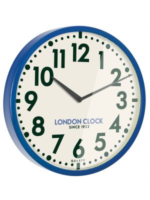 Retro blue gloss finish metal wall clock | 01089