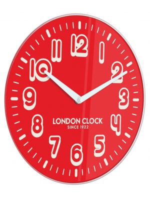 Retro red glass wall clock | 24327