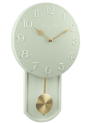 Green pendulum wall clock with brushed gold detail | 02124