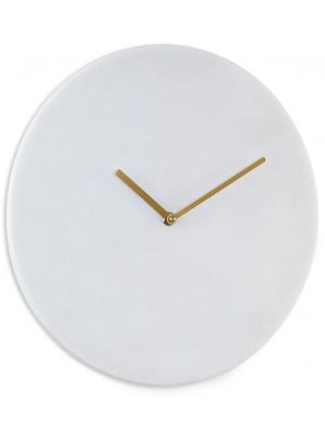 Real marble wall clock in white dial and gold hands | 01215
