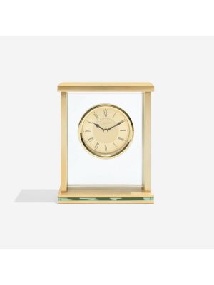 Glass and metal mantel with brushed metal dial | 03123