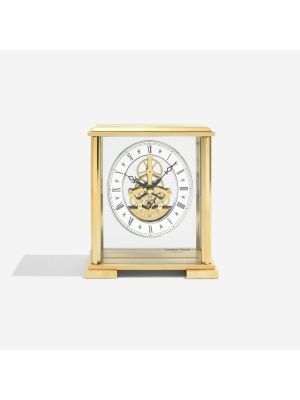 Feature Square Top Skeleton Gold Finish Mantel Clock | 02085
