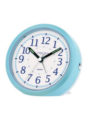 Sky Blue Round Bedside Quartz Alarm Clock | 32490