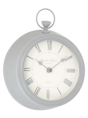 Soft grey metal fob wall clock | 06442