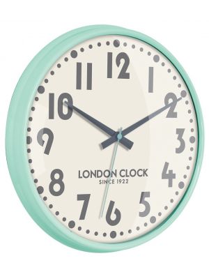 Mint green gloss finish metal wall clock | 24322