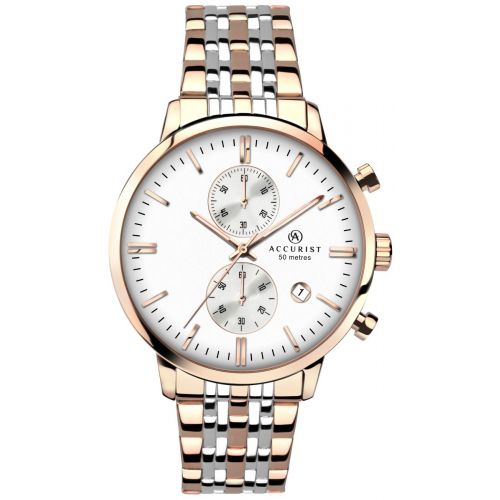 Men's Accurist Chronograph rose gold stainless steel Watch