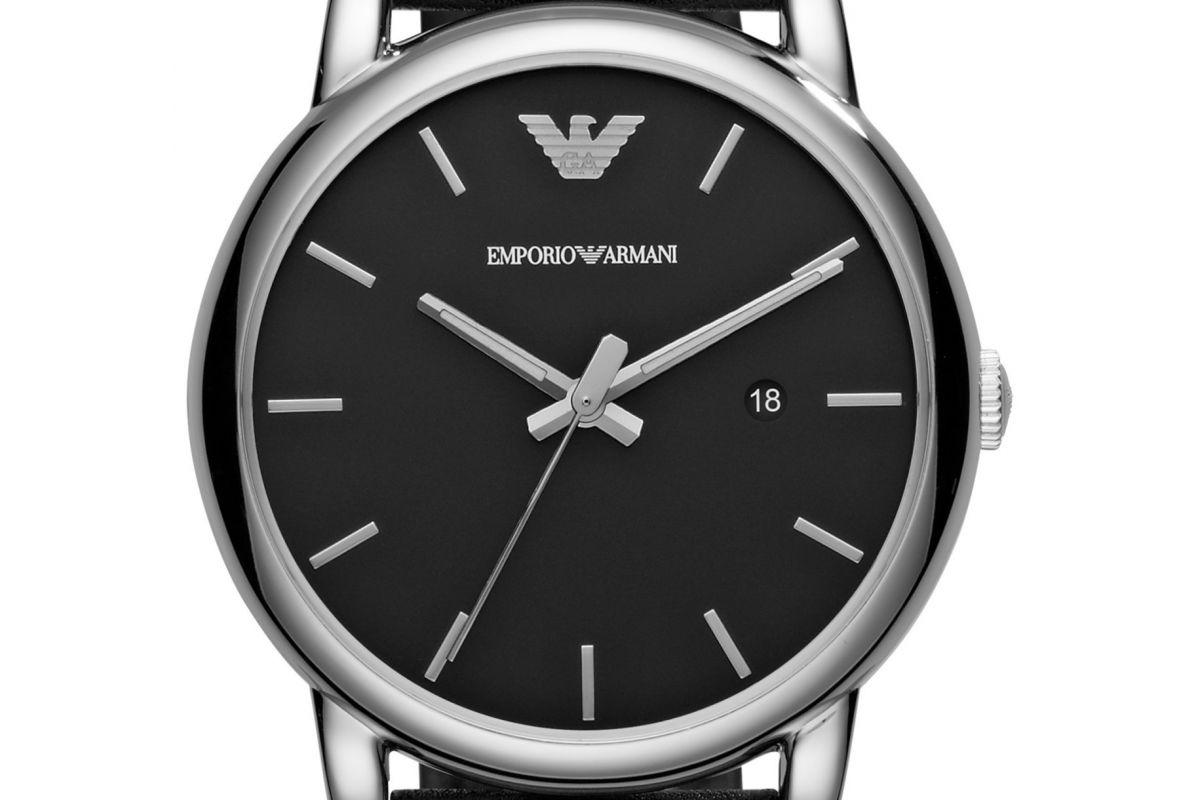 Men's Emporio Armani Classic black leather strap Creative Watch Co