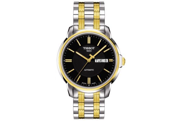 Men's Tissot Automatic III Swiss Two Tone Bracelet with Black Dial