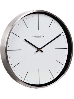 Chrome metal wall clock with baton dial | 01124