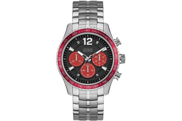 Guess Men s Fleet Steel Chronograph with red highlights