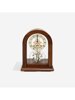 Feature Walnut Finish Arch Top Mantel with Pendulum | 12030