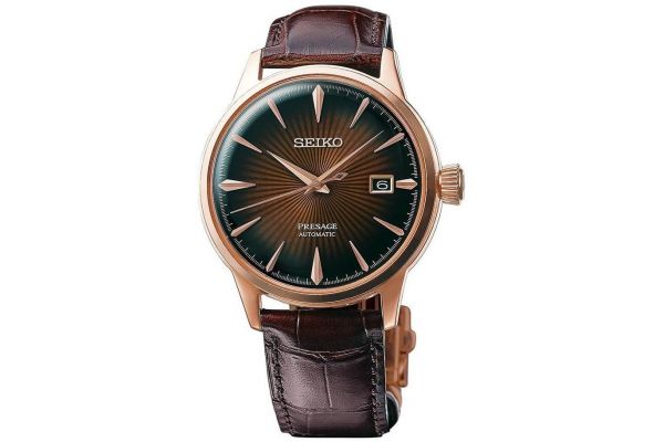 Men's Seiko Presage Cocktail Brown leather strap with brown dial | Creative  Watch Co