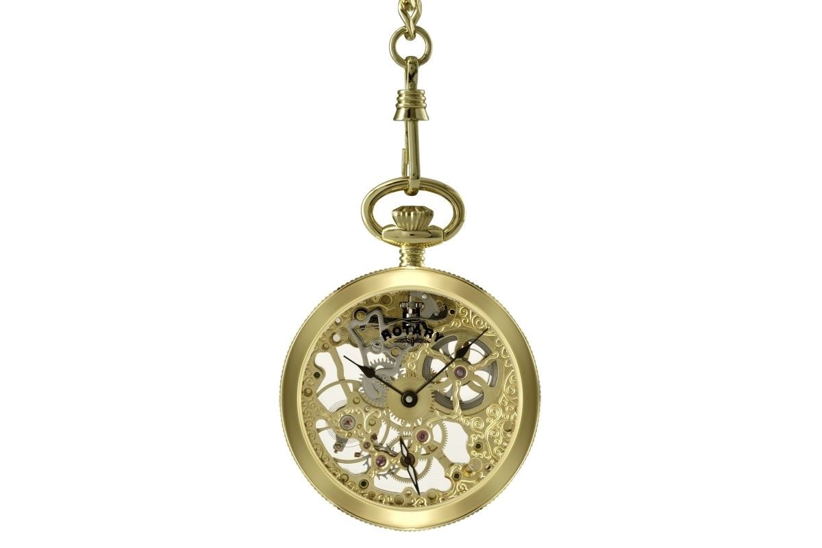Men's Rotary Pocket Watches Skeleton Gold PVD Creative Watch Co